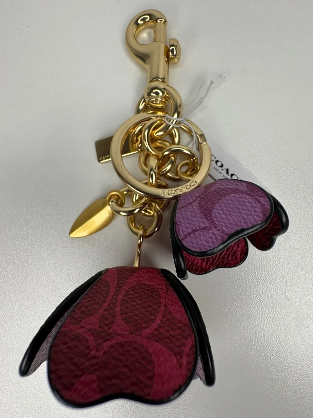 Coach Signature C Pink And Purple Gold Fob Charm Keychain NWT - Picture 2 of 14